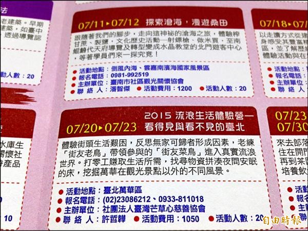 青年署宣傳今年暑期青年壯遊活動，但其中一項活動是花千元體驗街友生活，引發不同意見。（記者林曉雲攝）