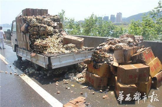 中國四川綿遂高速公路射洪縣境內，25日下午發生一起貨車自燃的事故，雖然當地消防隊已緊急協助撲滅火勢，不過車上逾半數雞蛋仍被烤熟了！（圖擷自華西都市報）