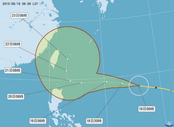 天鵝颱風路徑圖。（圖擷取氣象局官網）