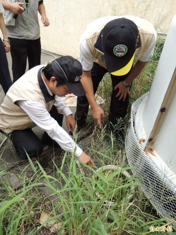 台南市長賴清德（左）連日來親自到第一線稽查登革熱孳生源。（記者蔡文居攝）