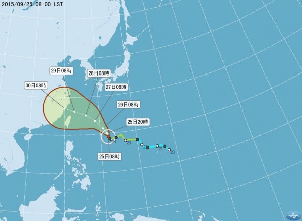 氣象局預測路徑，但氣象學者吳德榮提醒，仍有不確定性。（氣象局提供）
