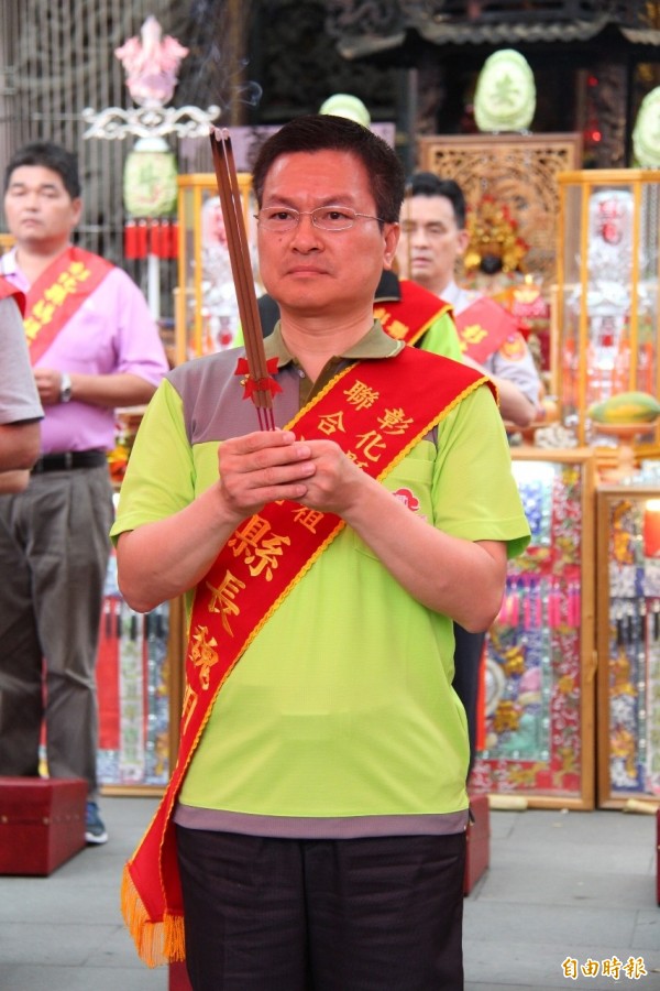 彰化縣長魏明谷這次宣布放颱風假，速度是全國之冠，堪稱「搶頭香」。（記者陳冠備攝）