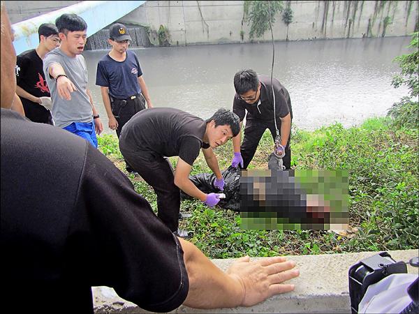 謝男肇事逃逸後，跑到附近的八堡圳跳河自殺。 （記者顏宏駿翻攝）