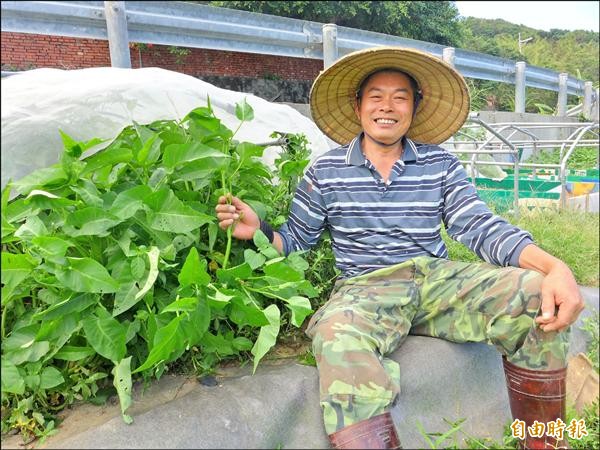 高福生是首位進入石門區四所國中、小學校有機蔬菜供應系統的在地小農。（記者李雅雯攝）