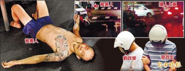 林姓被害人走出家門，嫌犯趨近擄人後，開白色轎車逃逸，林男獲救時只穿著內褲，渾身傷。嫌犯蔡政宏及劉政榮被逮捕。（資料照，記者劉慶侯攝及翻攝）