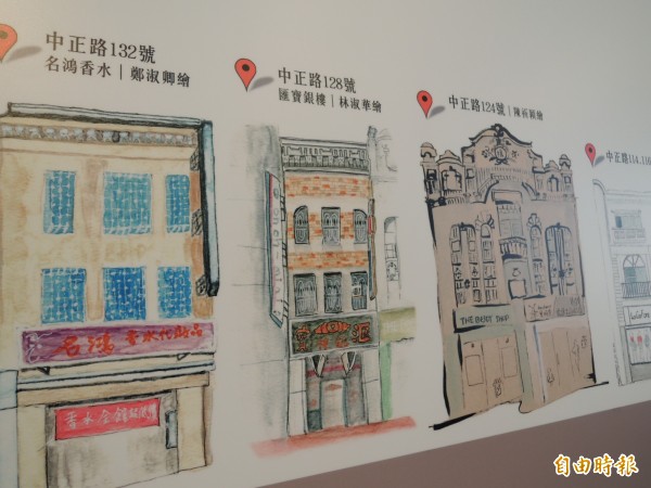 台南社大展出「走畫消失中的城市風景─中國城」繪本展。（記者蔡文居攝）