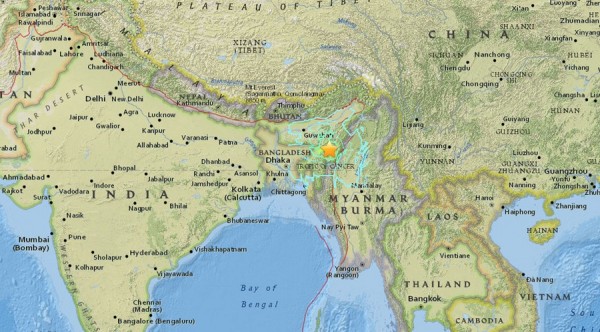 印度東北部在當地時間4日發生芮氏規模6.8的強震。（圖取自USGS）
