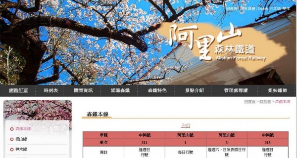 阿里山森鐵網路訂票14日上路（翻攝網站）