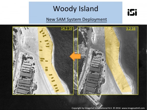 美國福斯電視臺公佈中國在永興島部署軍事武器的衛星照片。（美聯社）