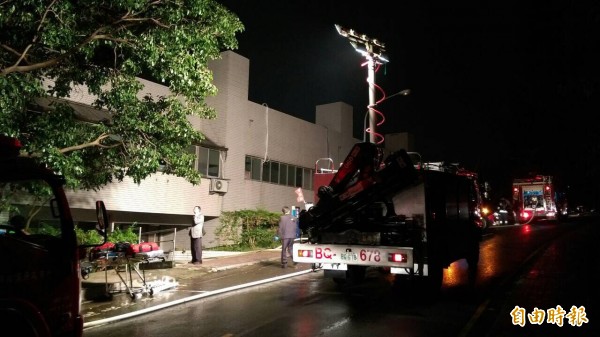 國立陽明大學驚傳火警。（記者陳恩惠攝）