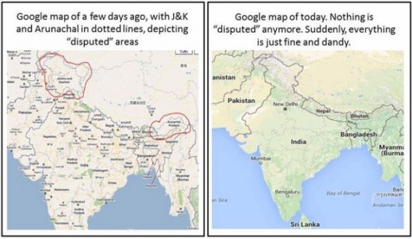 印度政府近日決定直接草擬新法案，若是畫出來的地圖不符合規定，將被處以罰款或監禁，讓Google被迫得乖乖修改地圖。（圖擷取自indiatimes.com）