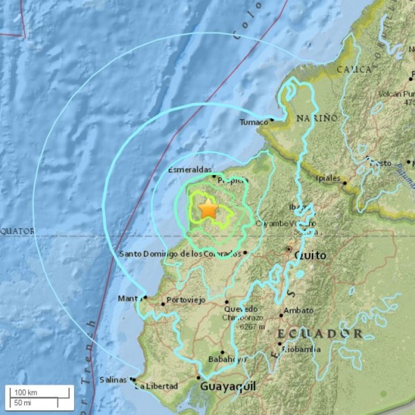 美國地質調查所（USGS）指出，厄瓜多西部今早發生規模6.7強震，目前尚未傳出重大災情。（圖擷取自美國地質調查所網站）