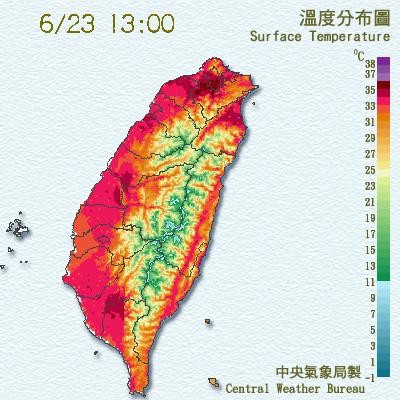 全台天氣炎熱。（圖片取自氣象局）