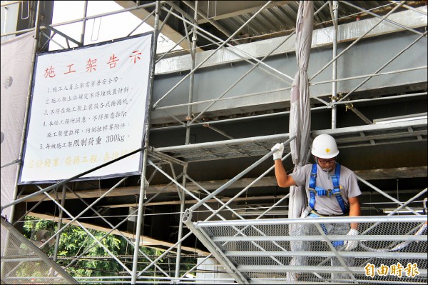 台北市勞動檢查處昨舉辦工地防災觀摩會，盼降低夏季的工地職災發生頻率。（記者黃建豪攝）