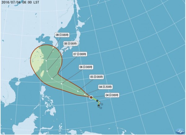 今年首颱尼伯特預估將在7日左右最接近台灣，氣象專家吳德榮指出，依目前資料來看，比較接近台灣的機率是存在的，「尼伯特」颱風對台的威脅，是絕對不該輕忽的。（圖擷取自中央氣象局）