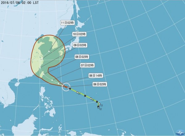 「尼伯特」之名來自於密克羅尼西亞的庫賽埃島（Kosrae）著名戰士，尼伯特如同戰士般來勢洶洶，預計在襲台前將達到最大強度。（圖擷取自中央氣象局）