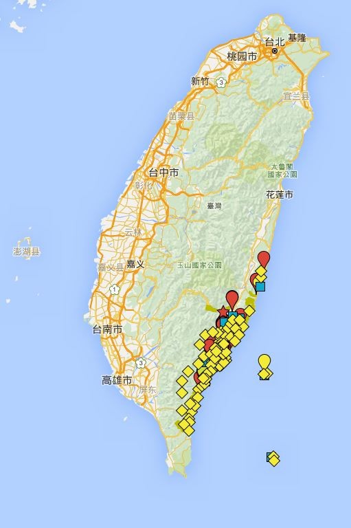 本次尼伯特風災影響地區多為台灣東南部，其中以台東的災情尤為嚴重。（擷取自《台灣尼伯特風災資訊整理》災情地圖）