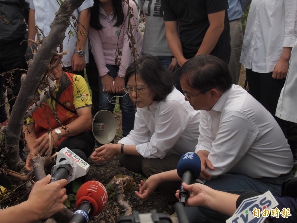 總統蔡英文赴台東勘災後參加壽宴，被藍營批評不顧災民感受。民進黨立委羅致政說，蔡總統參加壽宴從到場到離開「不到15分鐘」。（資料照，記者陳賢義攝）