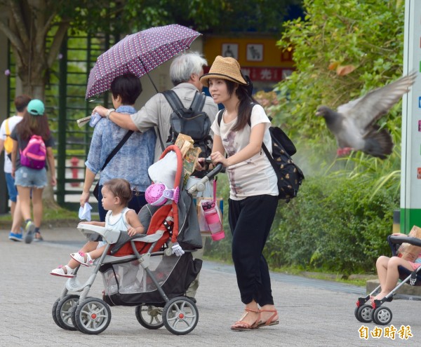 中央氣象局27日顯示，台北下午1點10分已出現達38度的高溫，日最高溫更飆到38.5度，是繼今年6月1日下午2時46分最高溫38.7度後，今年以來全台第2高溫，呼籲民眾請注意防曬、多補充水分並預防中暑。（記者黃耀徵攝）