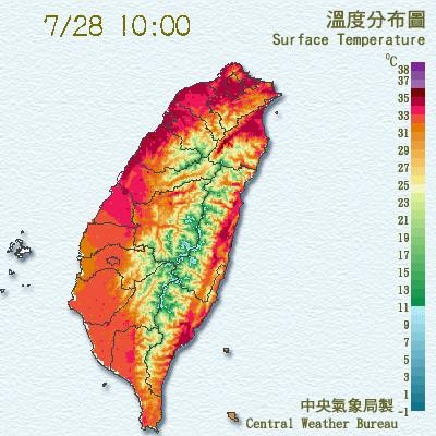 氣象局提醒，今天高溫恐破37度。（圖擷自氣象局）