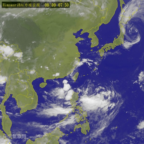 中央氣象局表示，今日清晨2點在關島附近的熱帶性低氣壓，已增強為今年的第6號輕度颱風康森（CONSON）。（圖片取自氣象局）