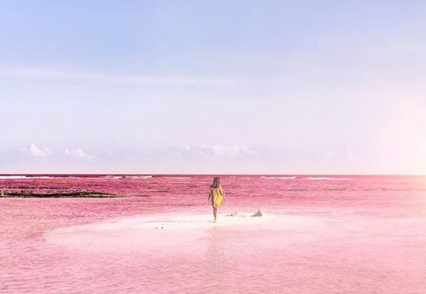 墨西哥的粉紅色湖泊，近日在Instagram上引爆熱潮，網友紛紛貼出各種夢幻無比的湖泊照片，掀起熱議。（圖擷取自marisahampe的Instagram）