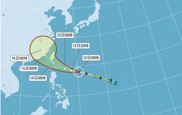 中颱莫蘭蒂逐漸進逼台灣。（圖擷取自中央氣象局）