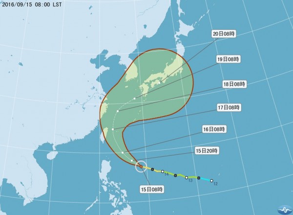 莫蘭蒂颱風今日遠離台灣，中颱馬勒卡最快今晚發佈海上颱風警報，民眾有喘息空間可以賞月，氣象局表示中北部民眾有機會看到月亮。（圖擷取自中央氣象局）