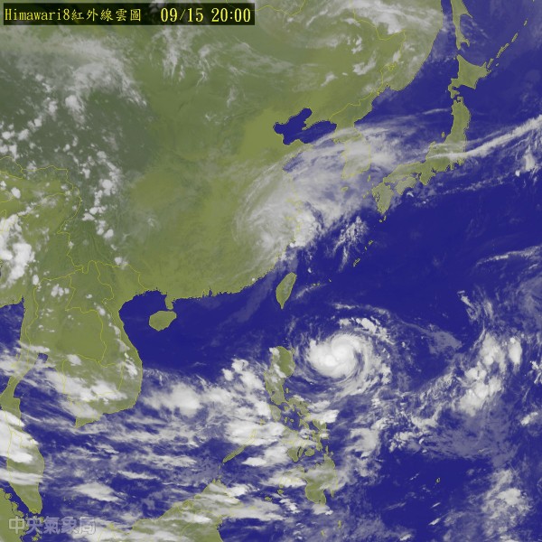 明下半天因中颱馬勒卡外圍環流影響，北部及東部陸續有短暫陣雨。（圖取自中央氣象局）