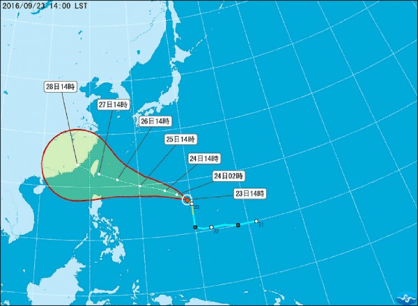 梅姬颱風預計下週一、二最接近台灣。（取自中央氣象局）