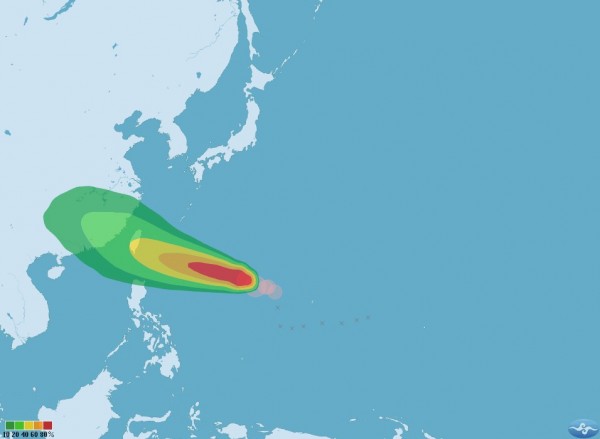 梅姬颱風逐漸朝台灣前進。（圖擷取自氣象局）