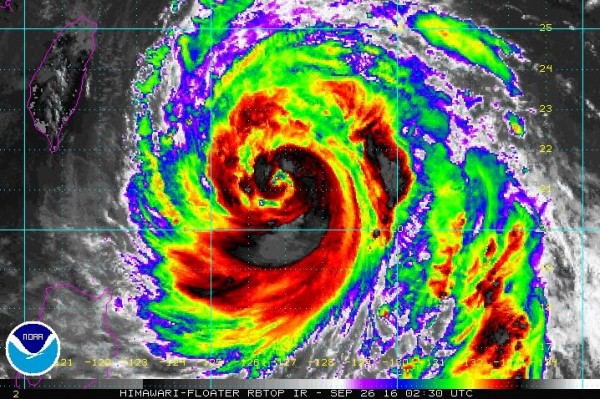 追風計畫顯示，梅姬颱風比想像中還「胖」。（圖擷自NOAA）