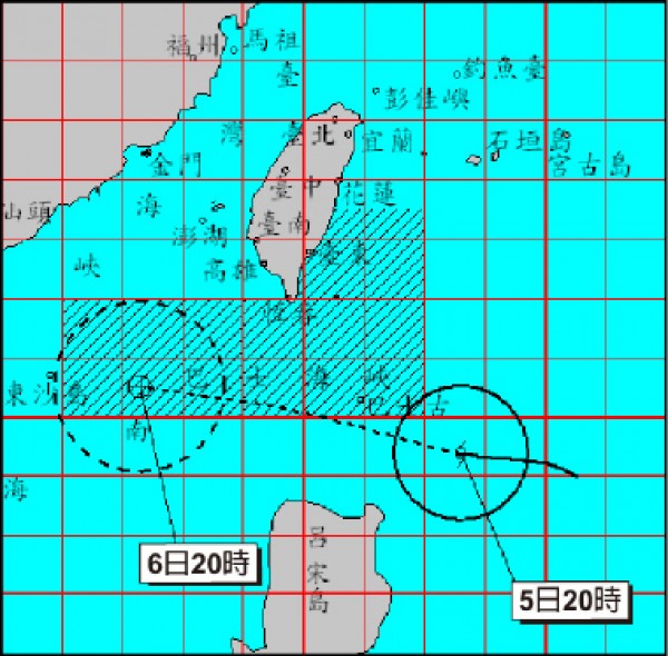 「無名」颱風動態圖（取自氣象局）