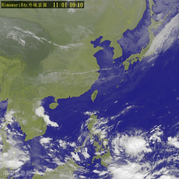 彭啟明表示，冷空氣將持續到週四，週五才會稍微回溫，而菲律賓東方有一熱帶低壓，最快明天會發展成第23號颱風。（圖擷取自中央氣象局）