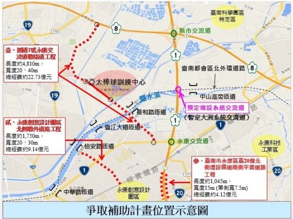 台南生活圈3項新交通建設工程計劃示意圖。（記者洪瑞琴翻攝）