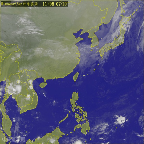 受東北季風影響，下午天氣將會變天，吳德榮提醒，冷空氣雖不強，但要留意這兩天的劇烈的氣溫變化。（圖擷自中央氣象局）