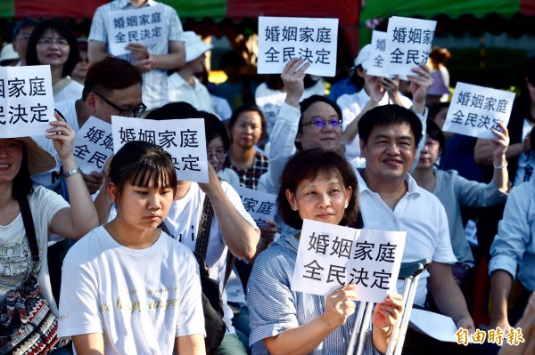 反同婚團體今日包圍立委服務處，並將在明日號召至立法院抗議（資料照，記者羅沛德攝）