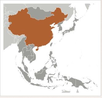 中國治理的範圍則以棕色呈現，完全沒有覆蓋到台灣。（圖擷自CIA網站）