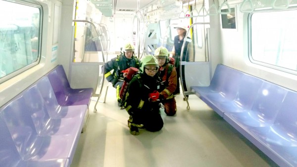 桃園機場捷運進行初勘作業。（圖由桃園大眾捷運公司提供）