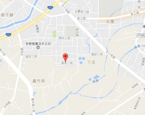 台中市福田一街與樹義路口工地工人遭活埋，幸好已順利救出。（圖擷自Google地圖）