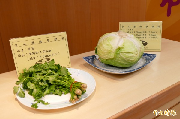 新北市衛生局抽驗清明掃墓應景食品「潤餅」食材，2件香菜及1件高麗菜檢出農藥殘留超標。（記者何玉華攝）