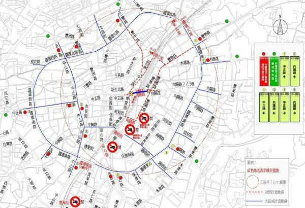 向陽路封閉替代道路示意圖。（鐵路改建工程局提供）