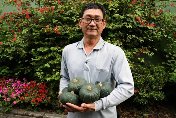 里港木瓜農陳榮隆改種栗子南瓜。（記者羅欣貞翻攝）