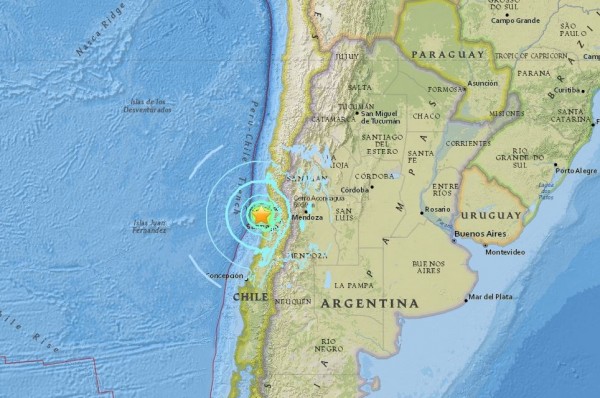 南美洲國家智利發生規模6.9強震。（圖擷取自USGS）