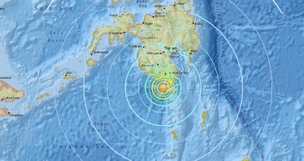 菲律賓南部在今天當地時間清晨4時23分發生強震，芮氏規模6.8。（圖取自美國地質調查局）