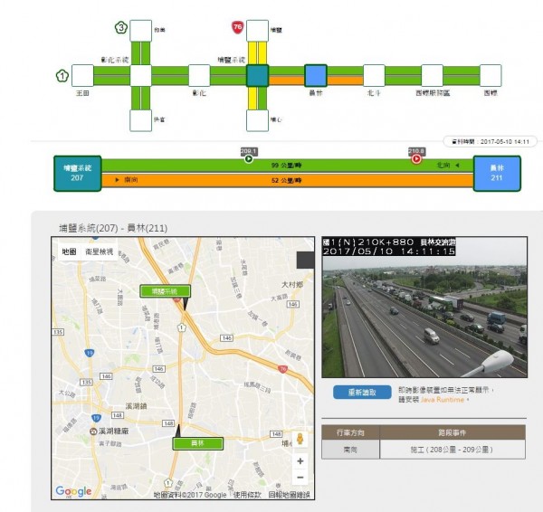 目前時速僅57公里。（圖擷自高公局）