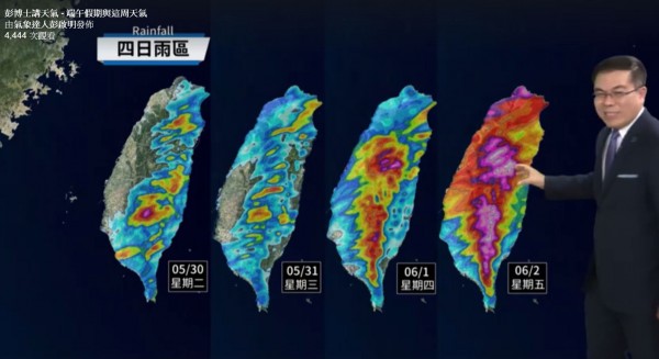 彭啟明表示，明天開始，全台降雨將隨日漸增。（圖擷取自「氣象達人彭啟明」臉書頁）