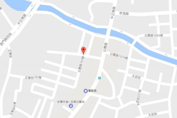 今天下午，南市北區公園路769巷內傳出有2名男子持刀互砍。（翻攝GOOGLE地圖）