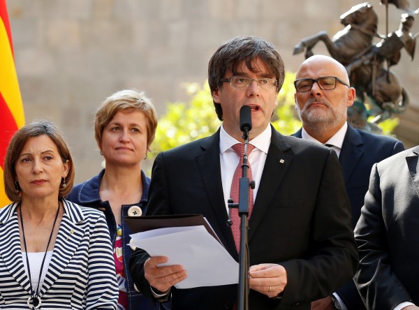 加泰隆尼亞獨立運動領袖普伊格蒙特（Carles Puigdemont）今天（9日）宣布，將在今年10月1日舉行獨立公投。（路透）