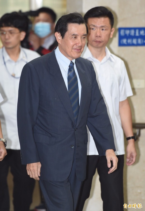台北地院審理洩密案，前總統馬英九到庭應訊。（記者劉信德攝）